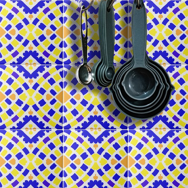 Carreau Mosaïque géométrique Motif bleu orange jaune (Créateur téléchargé)