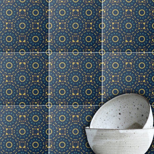 Carreau Mosaïque jaune profond ethnique Boho Chic Motif (Créateur téléchargé)