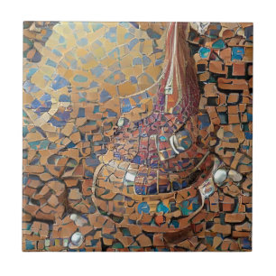 Carreau mosaïque marocaine art géométrique marron-jaune