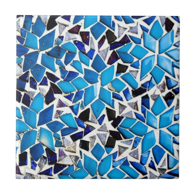 Carreau Mosaïque marocaine bleu blanc étoiles motif géomét (Devant)