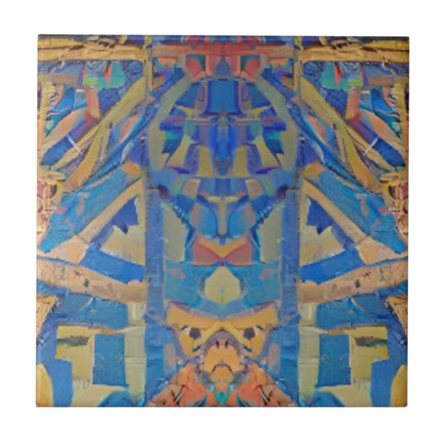Carreau Mosaïque marocaine bleu turquoise multicolore déco (Devant)