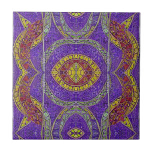 Carreau mosaïque marocaine carrelage violet rouge or turqu
