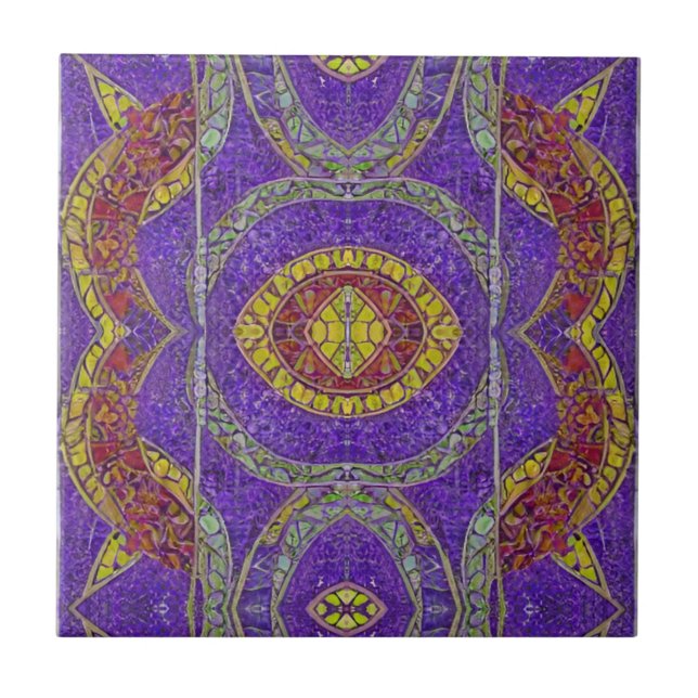 Carreau mosaïque marocaine carrelage violet rouge or turqu (Devant)