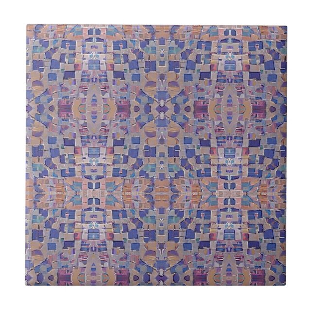 Carreau Mosaïque marocaine design d'inspiration bleu beige (Devant)