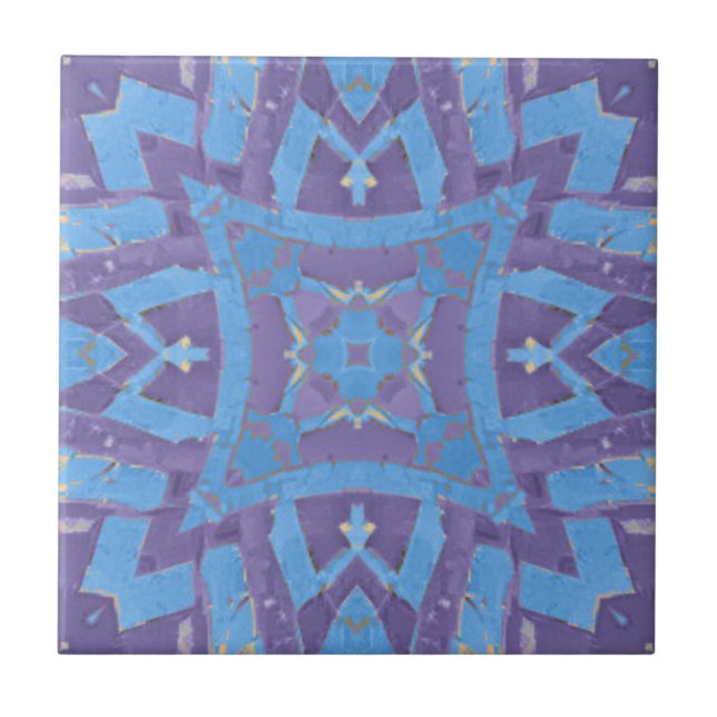 Carreau Mosaïque marocaine géométrique motif bleu violet p (Devant)