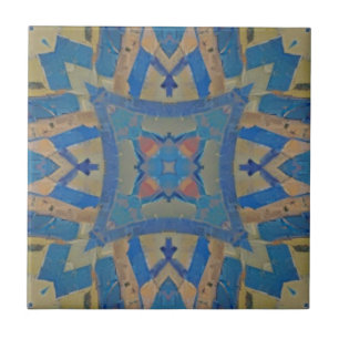 Carreau Mosaïque marocaine motif géométrique aqua bleu ver