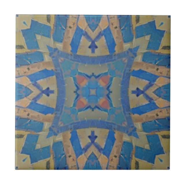 Carreau Mosaïque marocaine motif géométrique aqua bleu ver (Devant)