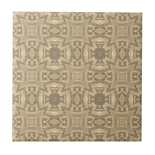 Carreau mosaïque marocaine motif géométrique sépia beige