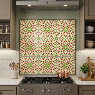 Carreau Mosaïque marocaine Motif rouge vert blanc