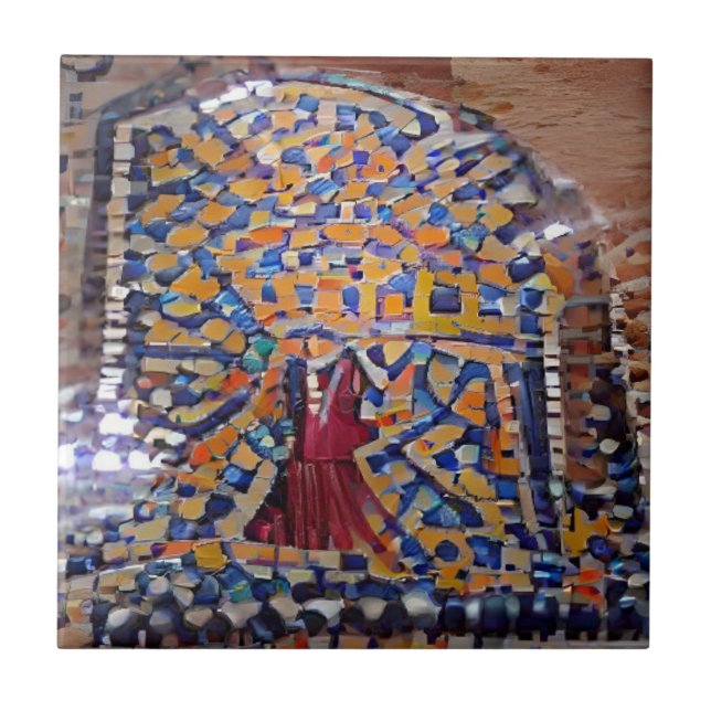 Carreau mosaïque marocaine multicolore art géométrique  (Devant)