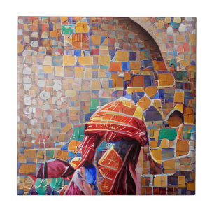 Carreau mosaïque marocaine multicolore de vacances art géo