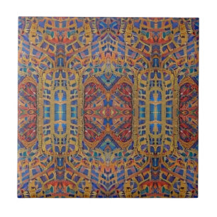 Carreau mosaïque marocaine multicolore géométrique or roug