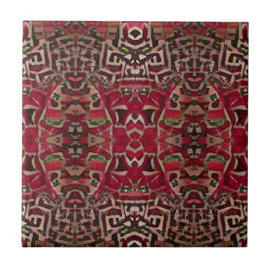 Carreau mosaïque marocaine or rouge mort art géométrique