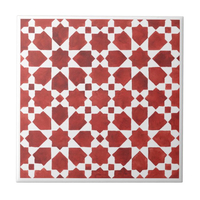 Carreau Mosaïque marocaine rouge ROSETTE (Devant)