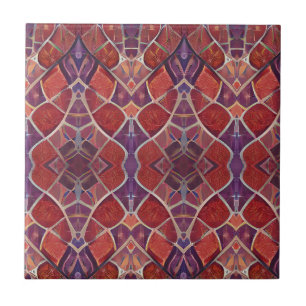Carreau mosaïque marocaine rouge violet turquoise art géom