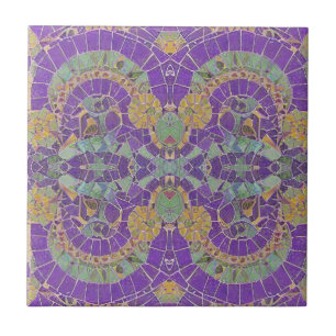 Carreau mosaïque marocaine violet or turquoise géométrique