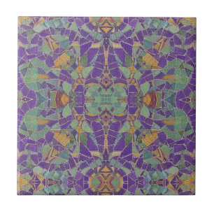 Carreau mosaïque marocaine violet turquoise vert géométriq