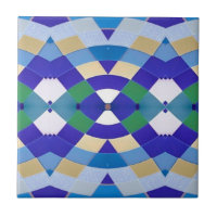 Mosaïque moderne géométrique bleu vert oeil blanc