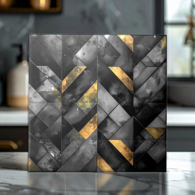 Carreau Mosaïque Moderne Maussade Noir ID1185 (Créateur téléchargé)