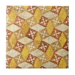Carreau Mosaïque romaine antique Brown Jaune