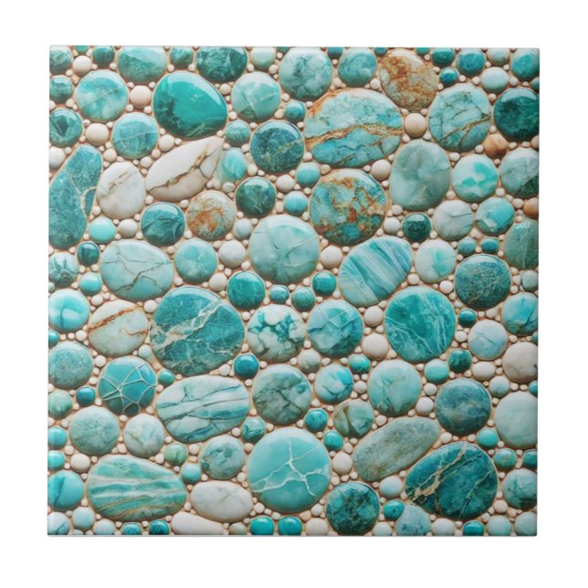 Carreau Mosaïque Turquoise Pebble Design Carrelage céramiq (Devant)
