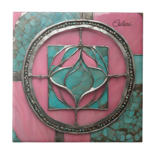 Carreau Mosaïque Turquoise & Rose