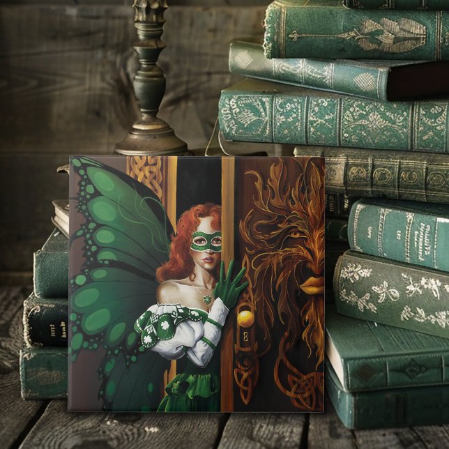 Carreau Mot de passe secret de fée celtique verte mystique (Créateur téléchargé)