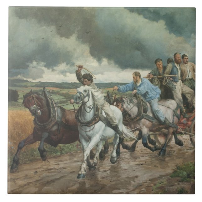 Carreau Moteur de feu vintage (par Eugène Burnand) (Devant)