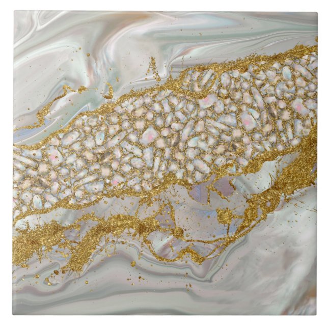 Carreau Mother of pearl and gold Abstract (Devant)