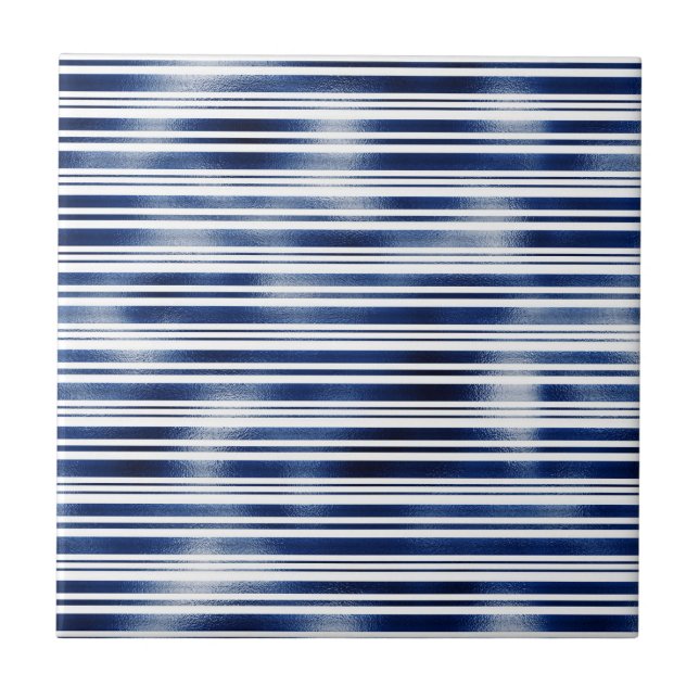 Carreau motif à bande bleue de la marine (Devant)