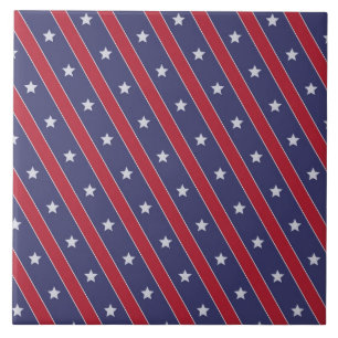 Carreau Motif à bandes bleues rouges et étoiles