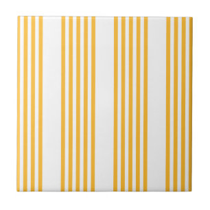 Carreau Motif à cinq bandes jaune et blanc ensoleillé