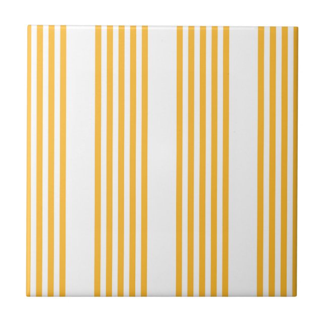 Carreau Motif à cinq bandes jaune et blanc ensoleillé (Devant)
