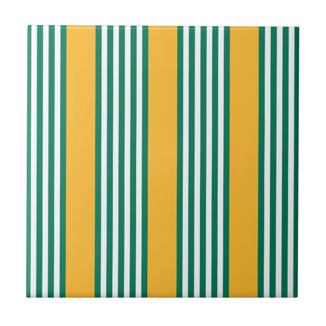 Carreau Motif à cinq bandes vert et blanc avec jaune (Devant)