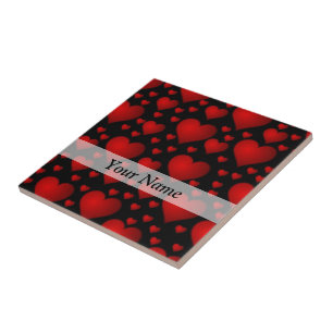 Carreau Motif à coeur rouge et noir