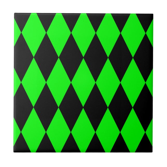 Carreau Motif à damier diamants Harlequin noir vert  (Devant)