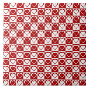 Carreau Motif À damiers rouge avec coeur
