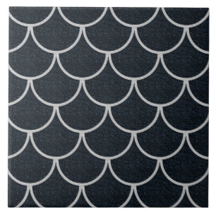 Carreau Motif à écailles noir et argent à festons
