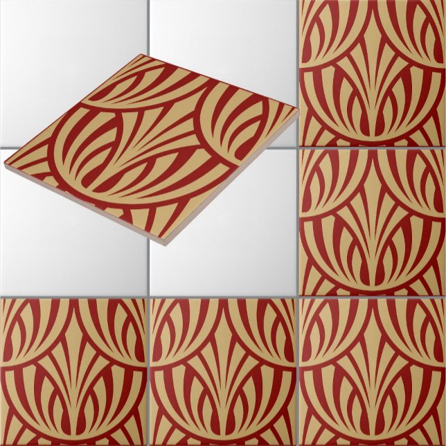 Carreau Motif à échelle de poisson de feuillage Art déco v (Créateur téléchargé)