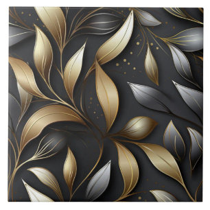 Carreau Motif à effet de feuille d'or et d'argent