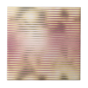 Carreau motif à feuilles métalliques de rose rousse dorée