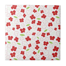 Motif à fleurs blanches et rouges