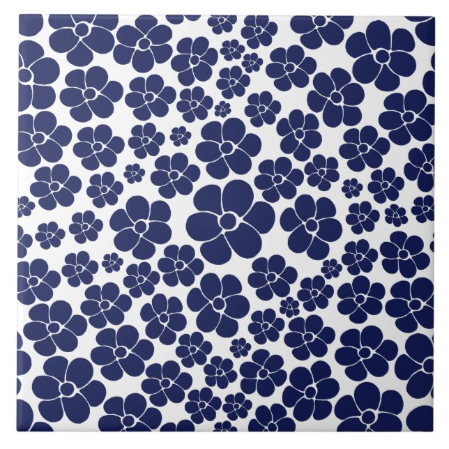 Carreau Motif à fleurs - Bleu et Blanc (Devant)