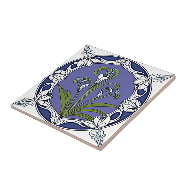 Carreau Motif à fleurs de lys Art nouveau (Côté)
