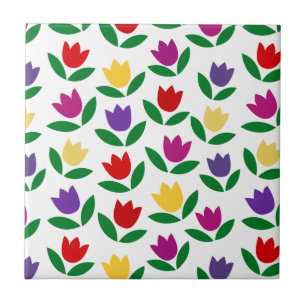 Carreau Motif à fleurs de tulipes Vintages colorées