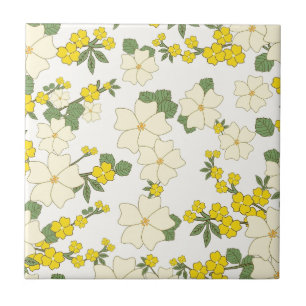 Carreau motif à fleurs jaunes