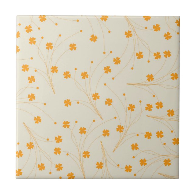 Carreau Motif à fleurs les années 70 beige orange rétro Y2 (Devant)