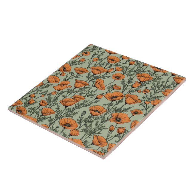 Carreau Motif à fleurs orange de Californie (Côté)