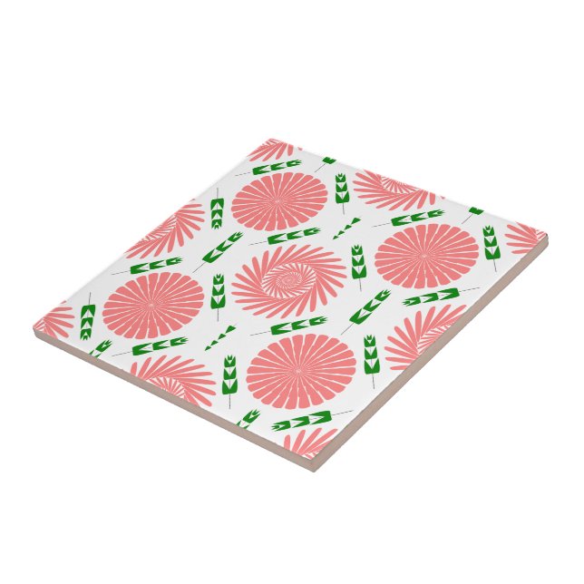 Carreau  motif à fleurs roses  (Côté)