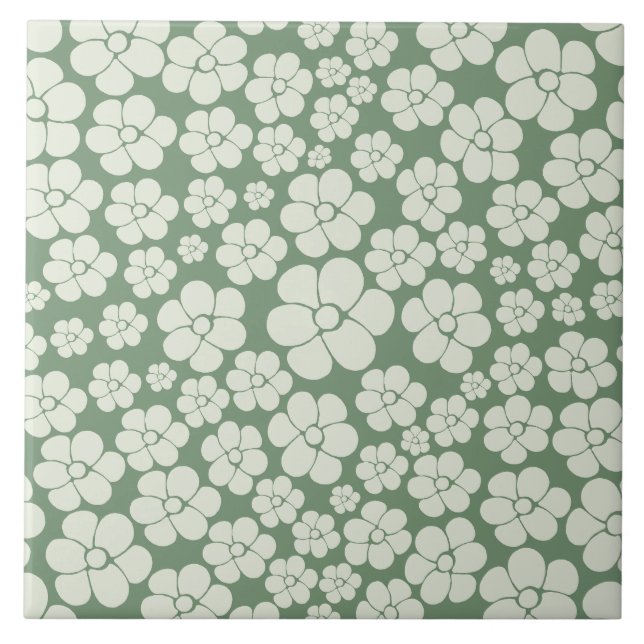 Carreau Motif à fleurs - Vert (Devant)
